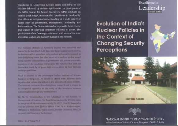 Evolution of India's nuclear policies in the context of changing security perceptions