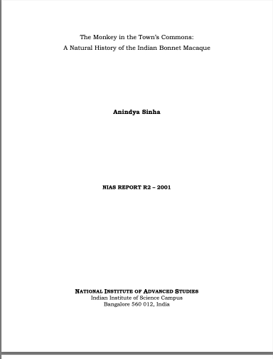 The Monkey in the Towns Commons: A Natural History of the Indian Bonnet Macaque